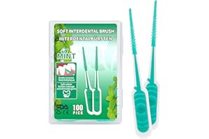 LAOYE 100x Scovolini Dentali menta Spazzolini Interdentali Stuzzicadenti plastica SOFT Toothpick Silicone Bastoncini Denti scovolino, rinfrescante sapore di menta, pulizia interdentale efficace