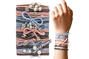 LUFFLOK 25 stycken Boho-hårsnoddar armband, skadliga mjuka hästsvanshållare med pärlor, hårsmycken för kvinnor och flickor, S