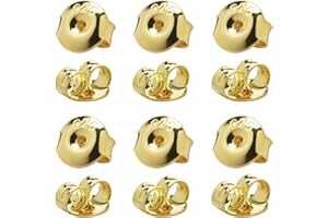 LYHURK 32 Pezzi di ricambio per fermagli per orecchini in argento 925, fermagli per orecchini ipoallergenici placcati in oro 18K, chiusura sicura per orecchini a bottone, dado per orecchio (Oro)