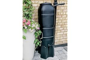 GENERIC Bowers Bargains 100L Slimline Water Butt Set, Garden Rain Collection Tank with Stand and Downpipe Filler Kit, Black