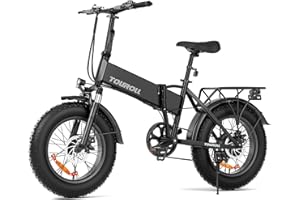 Touroll S1 Bicicleta Eléctrica 20" x 4.0 Fat Tire, 48V 15.6Ah batería extraíble Alcance de 100 a 50 km, 7 Velocidades, Doble Suspensión, E Bike Todo Terreno
