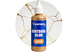 7 Artists Kintsugi Kleber Goldkleber Keramik 80 ml – Goldener Kintsugikleber | Keramik Kleber Extra Stark Wasserfest für Porzellan, Glas und Tassen