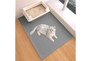 BLESWIN Alfombrilla para arena de gatos 71 x 56 cm, material de silicona suave, fácil de limpiar, impermeable y antideslizante, alfombrilla duradera para interiores y jardines