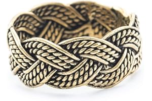 Windalf Breiter Vikings Ring Thorn 9 mm Zopf Muster Bohemia Vintage Bandring Partner- & Freundschaftsring Bronze