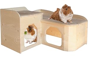 RESCH HEIMTIERBEDARF Resch Nr26 Cochon d'Inde en bois massif naturel d'épicéa / design Softline arrondi, avec deux grandes entrées/sorties