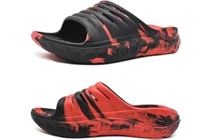 KuaiLu Mens Recovery Sandals With Comfortable Plantar Fasciitis Arch Support, Orthotic Open Toe Sport Slides Thick Cushion Reduces Stress on Feet, Joints & Back Post-Exercise