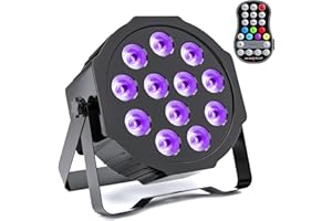 GdjRttk 4PCS Ricaricabili Luce Par RGBWA+UV 6 in 1, 12 LED Luce di Scena con Temporizzazione e Telecomando, DMX8CH Illuminazione Palco per Palcoscenici Matrimoni Bar DJ Discoteca Halloween Natale