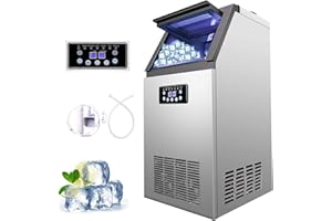 Z ZELUS Macchinetta Cubetti Ghiaccio Commerciale Fabbricatore Ghiaccio con Schermo LCD Macchina Ghiaccio per Casa, Ufficio, Ristorante, Bar, Caffetteria (72.5kg/ 24h)