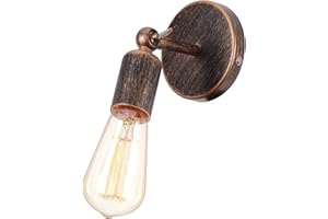 iDEGU Lampada da Parete Vintage Industriale Lampada a Muro in Metallo Applique da Parete Orientabile di 180° E27 Illuminazione da Parete Interni per Camera da Letto Bagno Corridoio (Ruggine Bronzo)