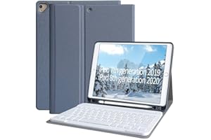 KBCASE Clavier iPad 9Ème Génération, Coque Clavier pour iPad 9/8/ 7 ème Génération, AZERTY Français,Clavier Bluetooth sans Fil pour iPad 9 2021 10.2" (Modèle: A2603, A2604, A2605) avec Porte-stylos