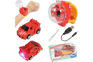 SJYIH 2022 New 30 Meters Remote Control Distance Glow Mini Remote Control Car Watch Toys, Tiktok Watch Car Toys, 2.4 GHz Racing Car Watch with USB Charging Cartoon RC Small Car