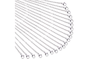 PH PandaHall 20 Fili Catena Collana Fai Da Te Argento 45cm Catena per Gioielli Acciaio Inox, Catenine per Ciondoli con Chiusura a Moschettone per Collana Bigiotteria Accessori