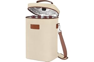 Kato Tirrinia Borsa termica imbottita per vino, trasportare 4 bottiglie di champagne/vino e mantenerle al fresco, con manico e tracolla, ottimo regalo per gli amanti del vino, Porta per 4 bottiglie