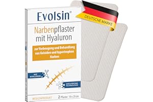‎EVOLSIN Evolsin Narbenpflaster mit Hyaluron & Patchtronik – Für OP-Narben, Kaiserschnitt, Keloide & hypertrophe Narben, unterstützt die Hautbarriere