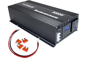 WZRELB 3000 watt Power Inverter Pure Sine Wave Inverter 24v to 230v 240v, Stardard UK sockets and hardwire terminal, Grounded, LCD Display, Surge 6000W (3000w 24v)