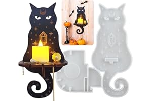 TUXUZAL Portavelas de silicona para Halloween, forma de silicona, portavelas para velas, adornos de pared, gatos, portavelas, decoración de Halloween, portavelas, portavelas, soporte de hormigón, para