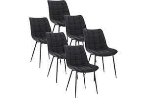 WOLTU 6 X Chaise de Salle à Manger Chaise Design Moderne Assise en Lin Bien rembourrée Cadre en métal,Gris Foncé BH206dgr-6