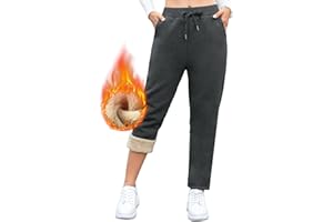 Aisprts Pantalon Chandal Mujer, Pantalones Térmicos de Invierno, Pantalones Deportivos Informales con Forro Polar para Mujer con 2 Bolsillos y Cintura Elástica con Cordón