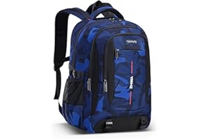 Tanou Sac à Dos pour Garçons Adolescents, Cartable Primaire de Grande Capacité pour le Collège, Sac College Garcon Motif Camouflage à la Mode pour l'École et les Voyages