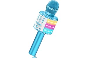 Avaxtt Micrófono Karaoke para Niños, Micrófono Infantil con Efectos Vocales y Luces LED, Niñas y Niños de 3-15 Años, Fiestas y Diversión en Familia