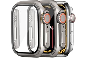 Dilhvy 2-pak etui do zegarka Apple Watch Screen Protector Series 9 8 7 45 mm 【Etui do Apple Watch Ultra/Ultra 2 Style】, ochronna osłona twarzy iWatch wygląda jak Ultra, z folią ze szkła hartowanego,