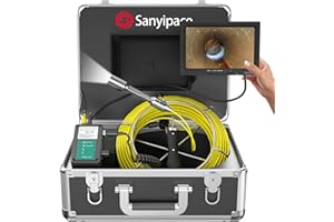SANYIPACE Drenare Telecamera di Ispezione 50M con DVR, Telecamera per Cellulare Endoscopio Industriale per Tubi con Schermo LCD da 7" 1000TVL CCD Scheda SD da 8GB Video Ispezioni Dispositivo IP68 Impermeabile