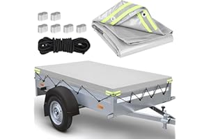 DBREAKS Lona plana gruesa para remolque, 140 x 115 x 8 cm, impermeable y resistente al desgarro, cubierta con 6 m de cuerda de lona, para muchos colgadores de 134 x 108 cm, 350 kg/750 kg