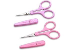 PAFASON 4" Stainless Steel Detail Craft Scissors Set with Straight & Precise Tips & Safety Cover Ideal for Scrapbooking, Paper Cutting, Sewing, Crafting, DIY