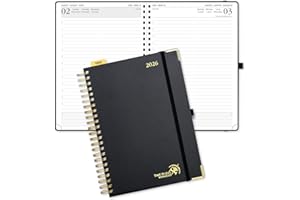 ‎POPRUN POPRUN Kalender 2026 Tagesplaner Ringbuch mit Hardcover 30,5 x 22 cm, Tageskalender A4 1 Tag 1 Seite (Montag - Sonntag), Terminplaner (Jan.2026-Dez.2026) mit Plastiklineal - Schwarz