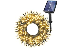 SKYELE Solar Lights Outdoor Garden - 20m 200LEDs Fairy Lights Solar Powered Waterproof with 8 Modes, Large-Capacity Outside Decorative Solar String Lights for Tree/Fence/Gazebo/Mesh(Warm White)