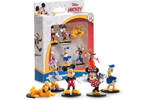 dekora - Set de 6 Figuras Clásicas Disney | Mickey, Minnie, Pluto, Donald, Daisy y Goofy | Decoración de Tartas y Cupcakes | Apto para Contacto Alimentario | Figuras de PVC para Fiestas y Regalos