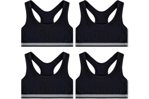 Lancry 4 pezzi crop top per ragazze età 7-14 anni morbido cotone ragazze crop top non imbottito racerback bambini primo reggiseno sport allenamento reggiseni