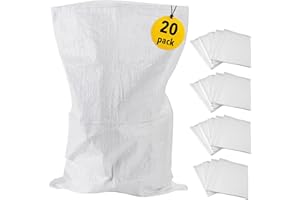 GBBSAFETY Woven Rubble Builder Sacks, Heavy Duty Builders Bags | White, Polypropylene, 20’’ x 30’’/50cm x 75cm | Garden Waste Bags, Large Industrial Sack, Sand Bags (20-Pack)