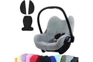 BAMBINIWELT24 BAMBINIWELT KOMBI-ANGEBOT Sommerbezug, Schonbezug, Bezug aus Frottee + Gurtpolster für Maxi Cosi CabrioFix (hellgrau +schwarz)