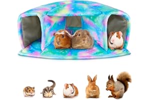 Bienbee Guinea Pig Hideout, Washable Guinea Pig House,Cozy Guinea Pig Bed with Non-Slip Desgin, Guinea Pig Tunnel for Small Pet Bunny Rabbit Hamster Chinchilla Guinea Pig Accessories