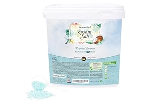 Nortembio Sales de Epsom 100% Fragancia Coco Tropical 6 kg – Fuente Natural de Magnesio | Con Vitamina C y E Hidratante | Para Baños Relajantes, Spa y Cuidado de la Piel + E-Book Gratis