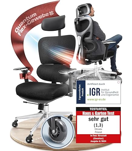 Blue Whale Bürostuhl 200KG - Ergonomischer Mesh Drehstuhl