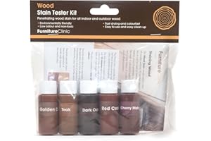 FURNITURE CLINIC Bejca do drewna na zewnątrz - szybkoschnąca, łatwa w aplikacji, skoncentrowana bejca do drewna zewnętrznego, mebli ogrodowych, okien i okładzin (zestaw testerowy, brązowy)