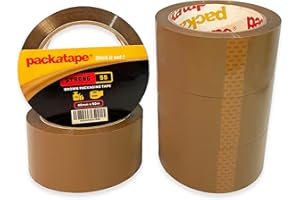 Packatape Packing Tape Strong 5 Rolls Brown Packaging Tape 48mm x 50m Ideal for Parcel, Packing, Packaging, Storage Cardboard Boxes