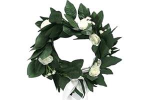 FOXNEC Corona di Alloro Laurea in Plastica Uomo Donna con Fiocco Nastro e Rose Finta per Festa Accessori (Corona-C)