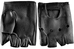 SimpleLife Gants sans Doigts pour Hommes, Demi-Doigts en Similicuir Anti-dérapants, Gants en Similicuir