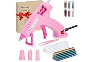Vastar Rosa Pistola Colla a Caldo, 60W Pistola a Caldo per Colla da con 30 Bastoncini di Colla, 3 Guanti da Dito Rosa, Per Lavori di Artigianato, Regali Fai da te per Gli Amici