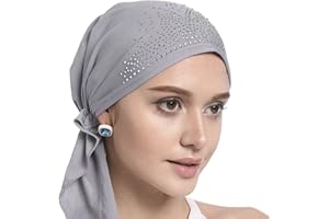 YJZQ Woman's Chemo Hat Crystal Pleated Stretchy Turban Cap Beanie Bandana Skull Cap Ethnic Head Wrap Hat Headscarf for Cancer Patients,Alopecia Hair Loss