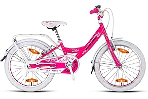 REZZAK 20 Zoll Fahrrad Kinder ab ca 6 Jahren Mädchenfahrrad 20" Rad Bike Schutzblech Reflektoren V Bremse+Rücktrittbremse Pink NEU 082