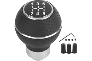 ‎QQMORA Schaltknauf 5-Gang Schaltknauf Stick Aluminiumlegierung und Leder Manuelles Autozubehör(Schwarz)