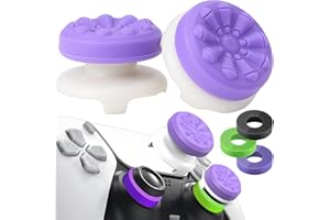 STAY GENT Joystick Thumbstick Grips para PS5 PS4 Mando, 2 Silicona Tapas Thumbstick + 3 Joystick Anillos Esponja Asistencia Control PS5 Objetivo Asistir Compatible con Joystick PS5 PS4 Accesorios