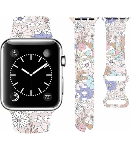 DOO UC Blumenmuster Apple Watch Armband – Silikon, Farbecht, Kompatibel Mit 38–45 Mm, Für Serie 1–8 & SE