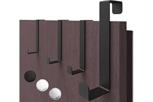 4smile Haczyki na drzwi do zawieszenia, zestaw 4 szt. – czarne haczyki na ubrania do szafy i drzwi, garderoba o dużej nośności, stabilna listwa z haczykami