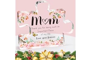 Aionly Gifts for Mum, Acrylic Puzzle Piece Plaque Mum Gifts, Unique Mum Jigsaw Gifts, Idea for Mum Birthday Mother's Day, Present for Mum from Daughter & Son