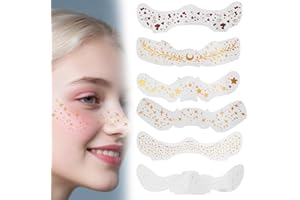 lasuroa 12szt Brokatowe Piegi na Twarzy, Wodoodporne Błyszczące Sztuczne Piegi Naklejki dla Kobiet Samoprzylepne Błyszczące Łatki do Makijażu na Festiwal Rave Cosplay (Losowy Kolor)